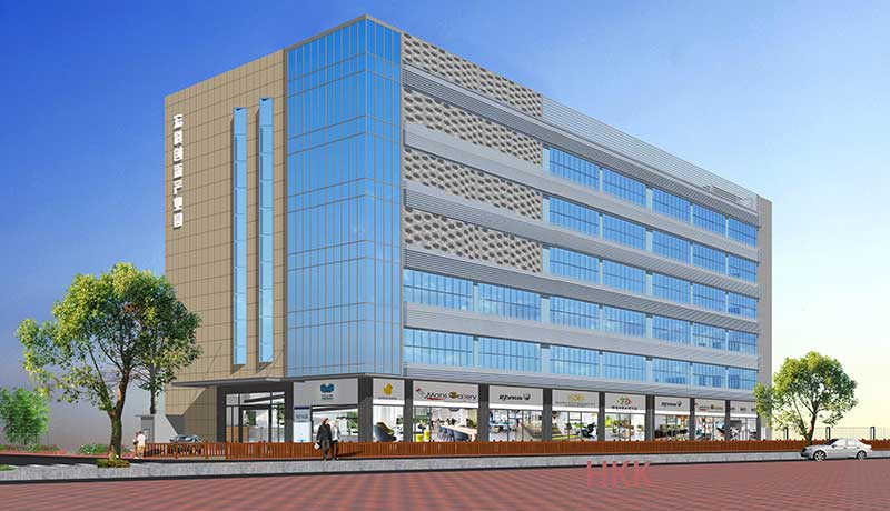 External facade curtain wall rendering