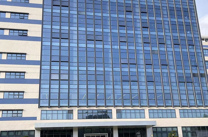 Exterior facade glass curtain wall