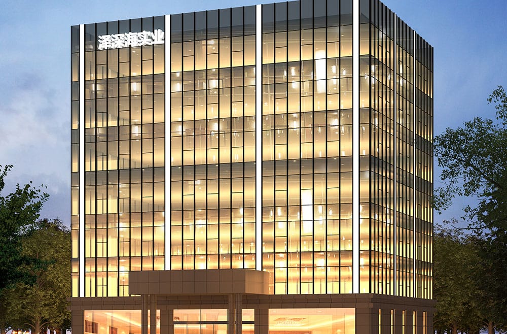 Night view of the glass curtain wall