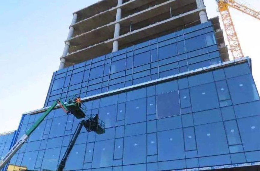 glass curtain wall replaced