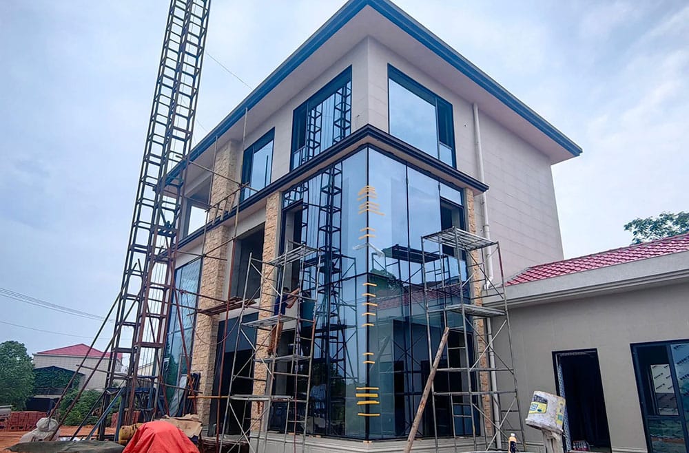 Glass curtain wall of the residential building